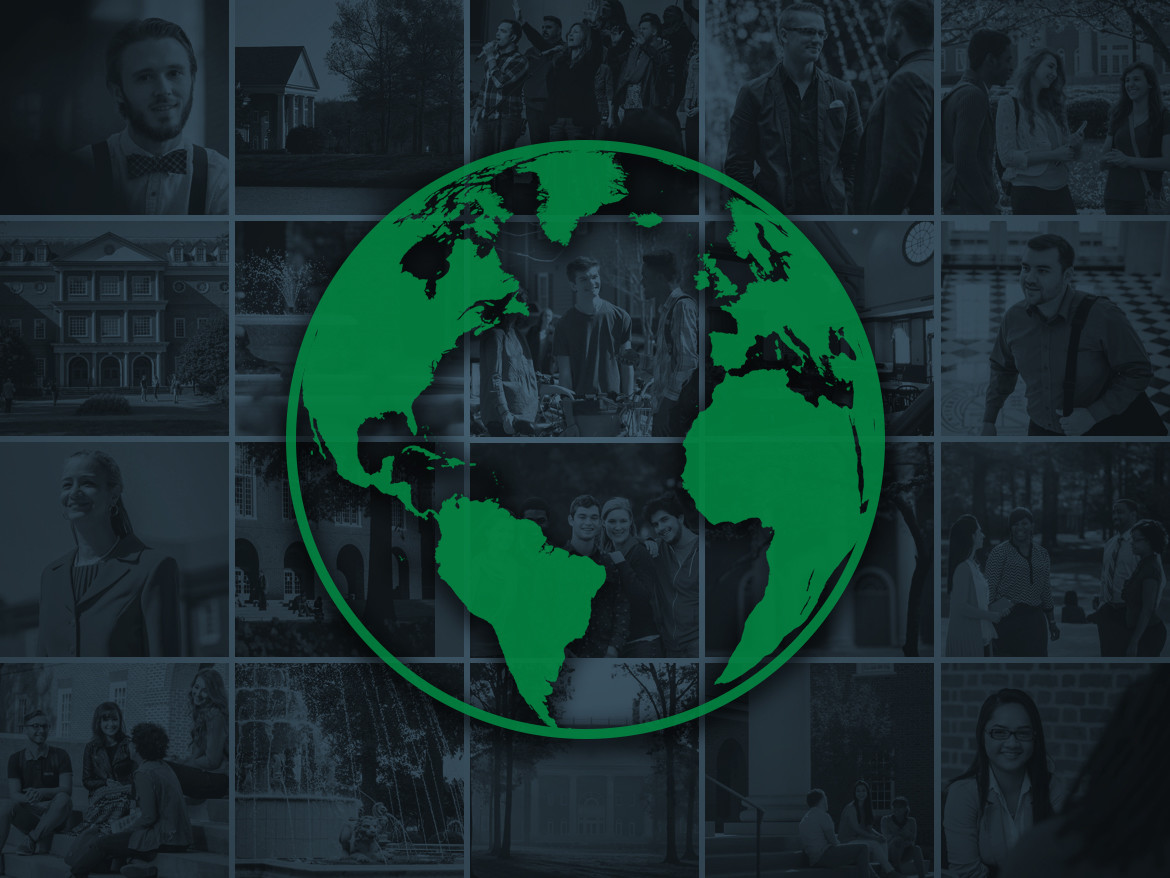 Regent World Changers: An image of the globe overlaid on a collage of Regent life.