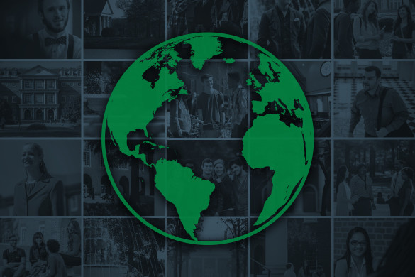 Regent World Changers: An image of the globe overlaid on a collage of Regent life.