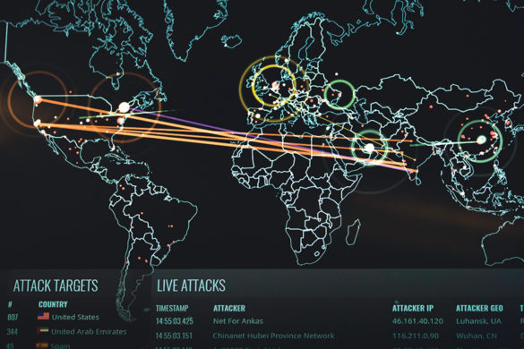 On the Cutting Edge image of world map pin pointing cyber attacks