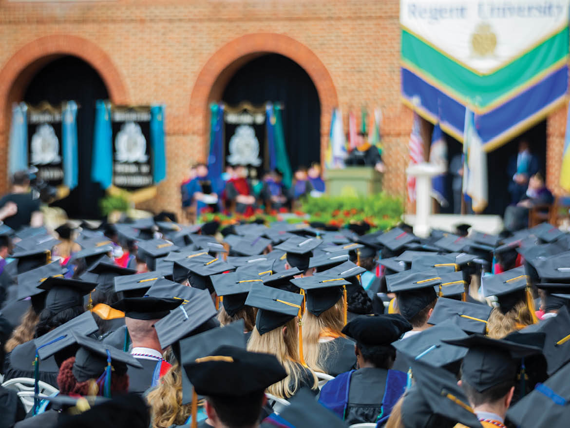 Graduates at the commencement ceremony of Regent University Virginia Beach.