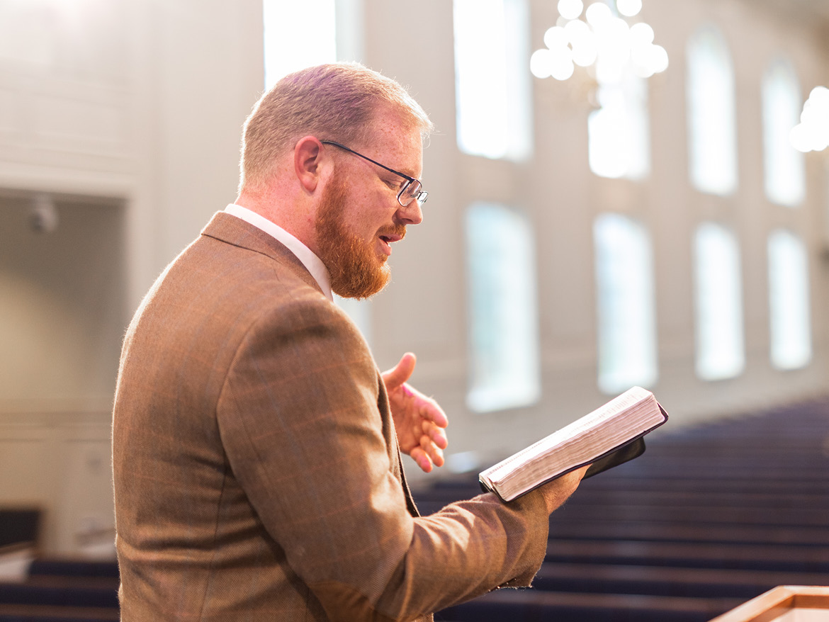 The Bible being read at the Regent University chapel in Virginia Beach.