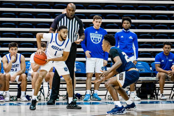 A Regent Royals basketball player at a match.
