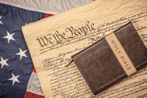 The American Flag, Constitution and Bible.