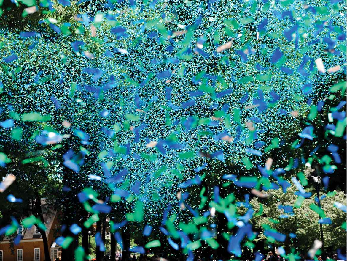 Confetti at Regent University Commencement 2023.