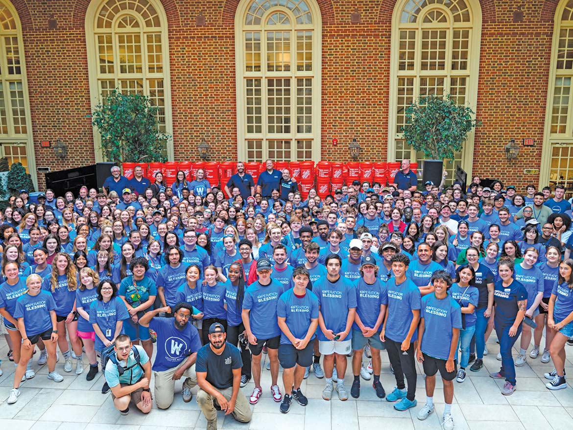 A photo of the regent students and operation blessing volunteers: Learn more about Giving options at Regent.