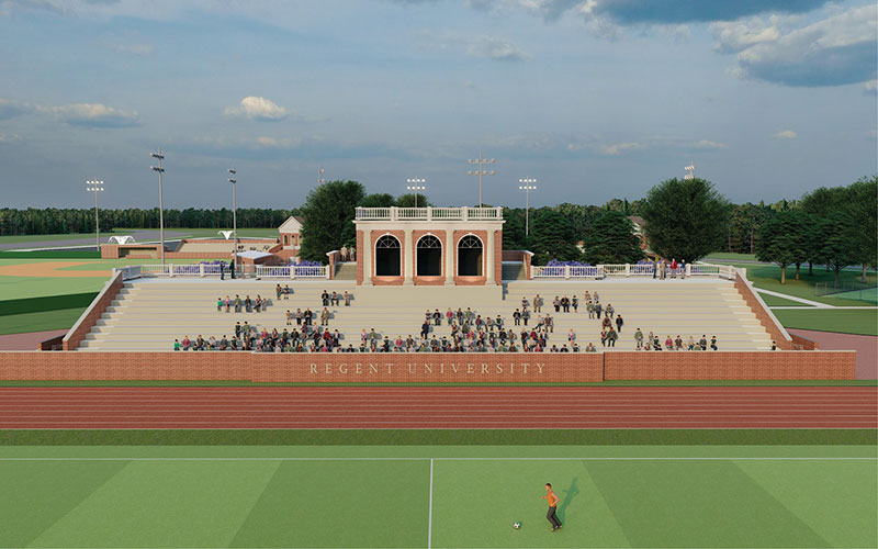 soccer stadium and bleachers architectural rendering: "Royals Rise" campaign
